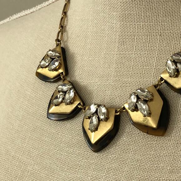 J. Crew Tortoise Shell Crystal Statement Necklace - Picture 5 of 8